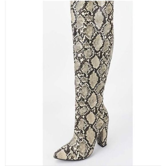 Bamboo Thigh High Snakeskin/Python Boots Size 6.5 New - Picture 11 of 11